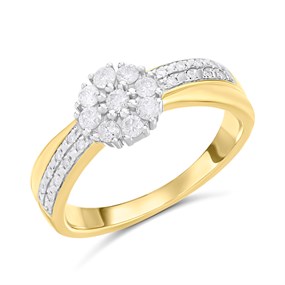 9ct Gold Diamond Cluster Ring, 1/3ct - D92118