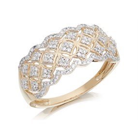 9ct Gold Diamond Band Ring - 1/4ct - D9272