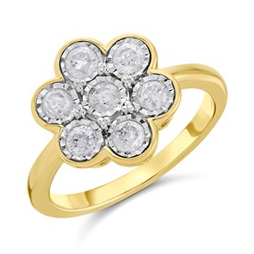 9ct Gold Diamond Cluster Ring - 55pts - D9292