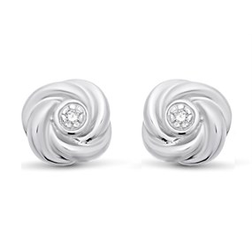9ct White Gold Diamond Flower Stud Earrings - D94106