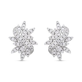 9ct White Gold Fancy Diamond Spray Earrings, 1/4ct/pair - D94171