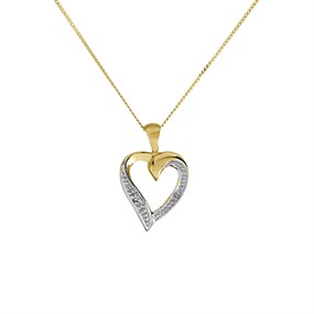 9ct Gold Diamond Heart Necklace - 6pts - D95101