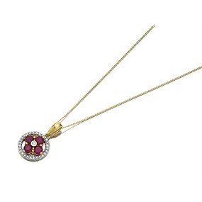 9ct Gold Ruby And Diamond Necklace - D95105