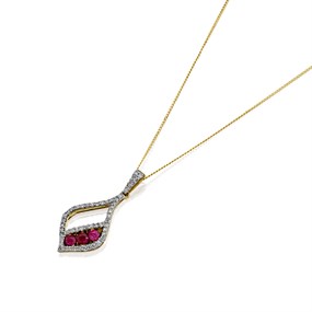 9ct Gold Ruby And Diamond Necklace - 15pts - D95114
