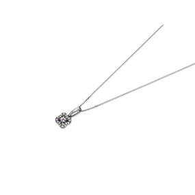 9ct White Gold Pink Sapphire And Diamond Necklace - D95117