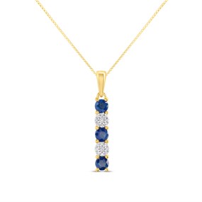 9ct Gold Sapphire And Diamond Necklace - D95128