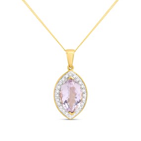 9ct Marquise Amethyst & Diamond Necklace - D95153