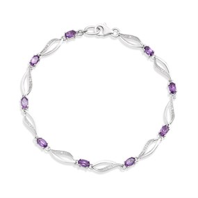 Luckyshiune Pink Topaz Silver Plated Bracelet – Round Cut Gemstone Wedding Jewelry For Women