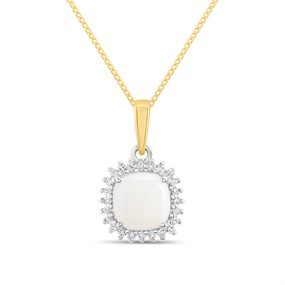 9ct Opal And Diamond Cluster Necklace - D95173