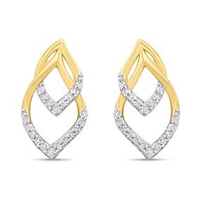 9ct Double Open Tear-Shaped Diamond Earrings - D96104