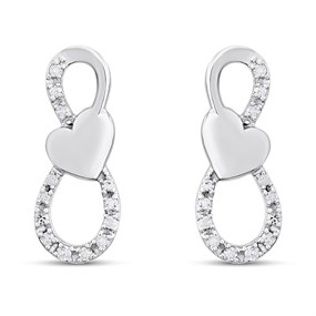 9ct White Gold Diamond-Set Double Loop Earrings - D96116