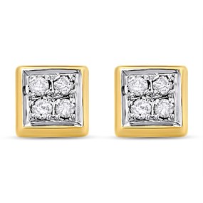 9ct Gold Square Diamond Cluster Stud Earrings - 1/4ct per pair - D9660