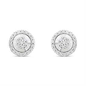 9ct Gold Round Diamond-Set Fancy Stud Earrings, 20pts/pair - D9690