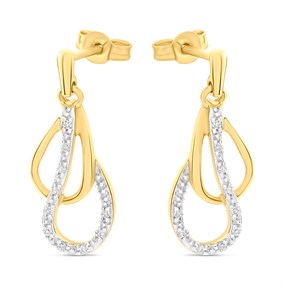 9ct Diamond-set Double-Teardrop Earrings - D9692