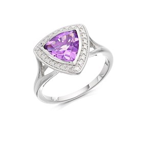 My Diamonds Silver Amethyst And Diamond Ring - D99115