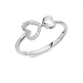 My Diamonds Silver Diamond Double Heart Ring - D99130