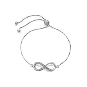 My Diamonds Silver And Diamond Adjustable Infinity Bracelet - D99131