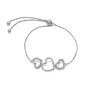 My Diamonds Silver Diamond Triple Heart Bracelet - D99132