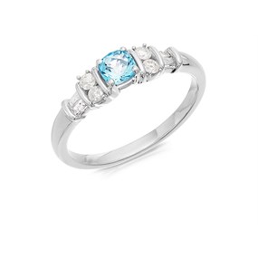 My Diamonds Silver Diamond And Blue Topaz Ring - 20pts - D99133