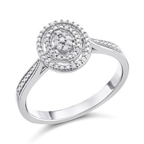 My Diamonds Silver Diamond Halo Cluster Ring - 9pts - D99155