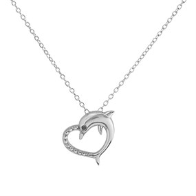 My Diamonds Silver Black Diamond Dolphin Necklace - D99161