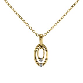 My Diamonds Gold Plated Silver Diamond Oval Necklace - D99175