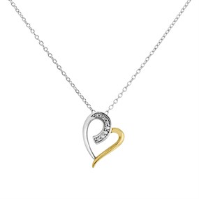 My Diamonds Gold Plated Silver Diamond Heart Necklace - D99180