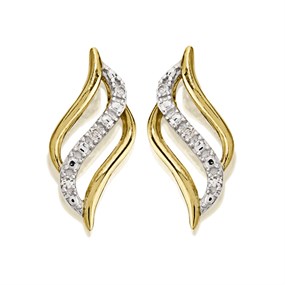 My Diamonds Gold Plated Silver Diamond Flame Stud Earrings - D99183