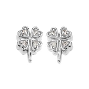My Diamonds Silver Diamond Lucky Clover Stud Earrings - D99187