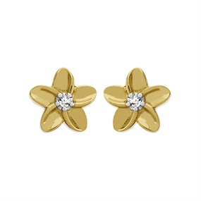 My Diamonds Gold Plated Silver Diamond Flower Stud Earrings - D99189