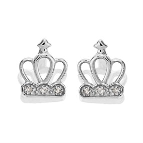 My Diamonds Silver Diamond Crown Stud Earrings - D99191