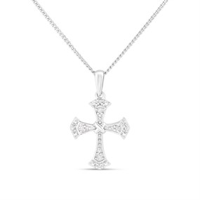 My Diamonds Silver Diamond Cross And Chain - 5pts - D99195
