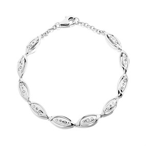 My Diamonds Silver Oval Link Diamond Bracelet - D99206
