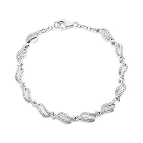 My Diamonds Silver Wave Link Diamond Bracelet - 5pts - D99209