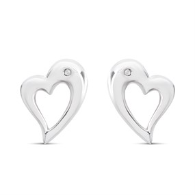 My Diamonds Silver Diamond-Set Open Heart Stud Earrings - D99210