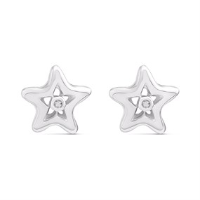 My Diamonds Silver Diamond Star Stud Earrings - D99211