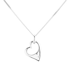 My Diamonds Silver Diamond Heart Necklace - D99215