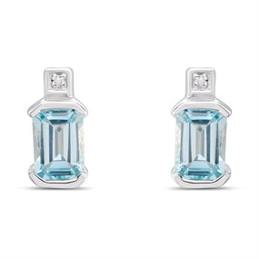 My Diamonds Silver Blue Topaz And Diamond Earrings - D99219