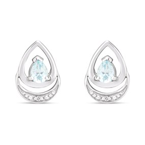 My Diamonds Silver Pear Blue Topaz And Diamond Earrings - D99225
