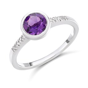 My Diamonds Silver Amethyst And Diamond Ring - D99229