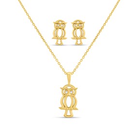 My Diamonds Gold Plated Silver Diamond-Set Owl Gift-Set - D99248