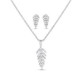 My Diamonds Silver Diamond-Set Feather Gift-Set - D99256