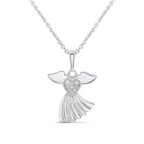 My Diamonds Silver Diamond-Set Angel Necklace - D99258