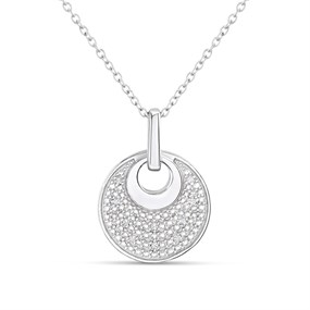 My Diamonds Silver Pave-Set Diamond Circle Necklace - D99262