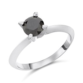 My Diamonds Silver Solitaire Black Diamond Ring, 1ct min - D99280