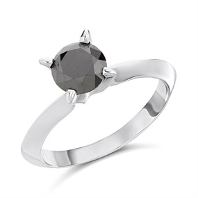 My Diamond Silver Solitaire Black Diamond Ring, 1.25cts min - D99281