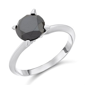 My Diamonds Silver Solitaire Black Diamond Ring, 3cts min - D99284