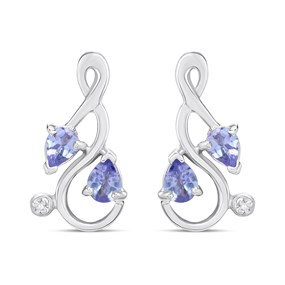My Diamonds Silver Pear Tanzanite And Diamond Earrings - D99290