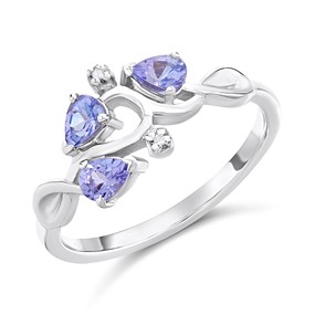 My Diamonds Silver Pear Tanzanite And Diamond Ring - D99292