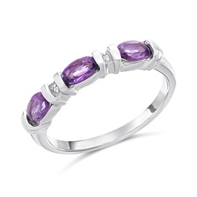My Diamonds Silver Amethyst And Diamond Ring - D99294